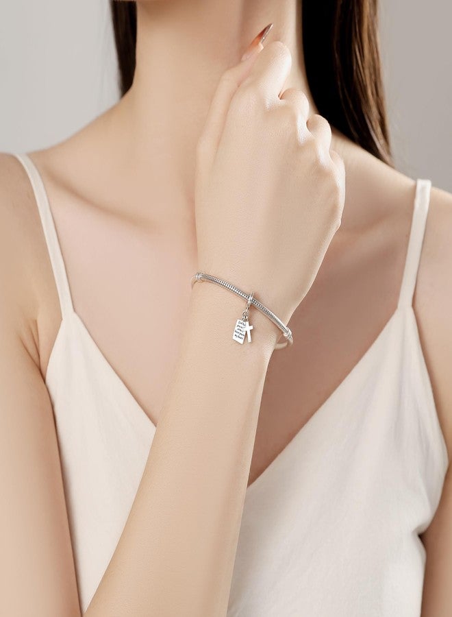 Linorui 925 Sterling Silver Charms Fit Pandora Charms Bracelet God Has You In His Arms I Have You In My Heart Fit Wife Daughter Mother's Day Christmas Birthday Gift - Image 2